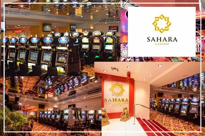 Зал с игровыми автоматами в Sahara Casino